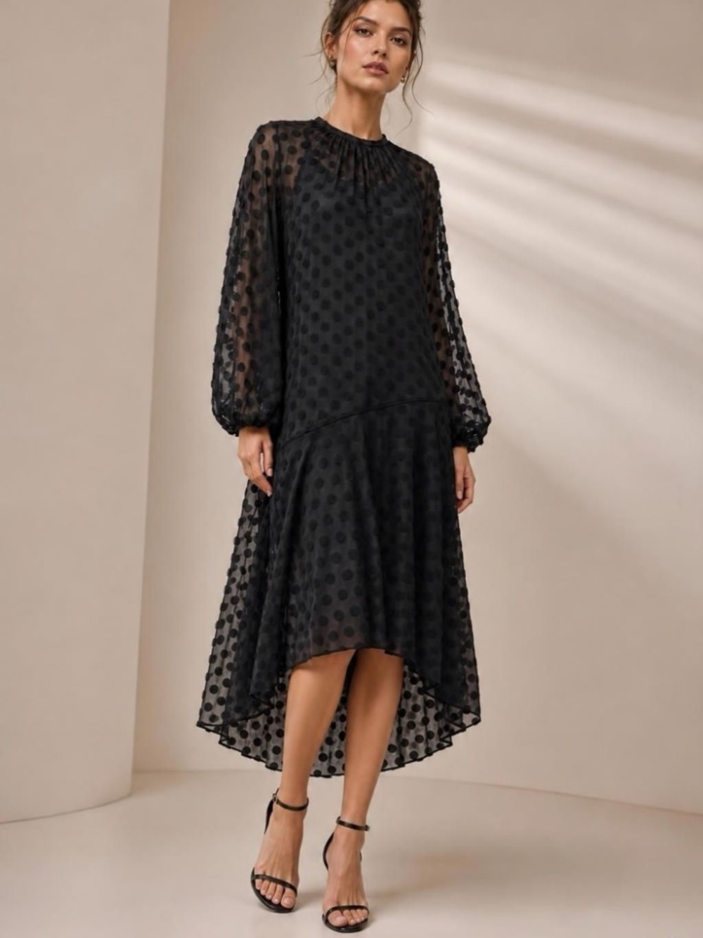 Zimmerman Polka Dot Applique Hi-Low Midi Dress